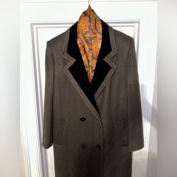 HOLLY DEB, BROWN, 100% WOOL, MEN’S DOUBLE-BREASTED DESIGNER OVERCOAT     Size: L - Picture 3 of 11